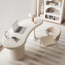 Cargar imagen en el visor de la galería, High-Grade Cream Style Solid Wood Desk Small Household French Light Luxury Modern Design with Special-shaped Features

