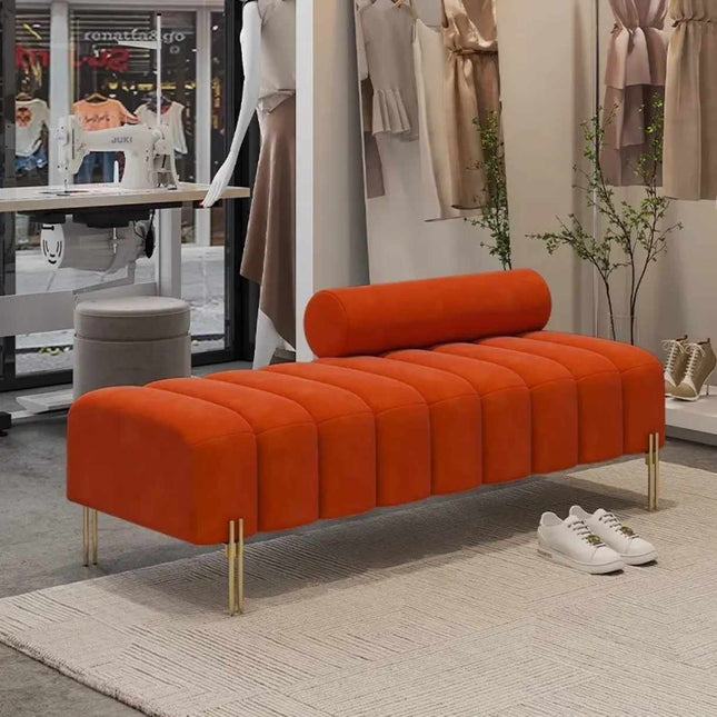 Modern Luxurious Scandinavian Design Footrest – Creative Living Room Bedroom Sofa Stool for Shoe Changing & Storage, Lightweight