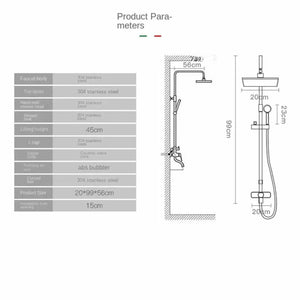 Black Slim Shower 304 Stainless Steel Italian Modern Style Edition