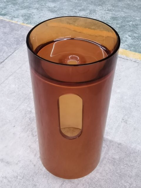 Modern Round Pedestal Sink Transparent Resin Customized Color Freestanding Wash Basin Direct Factory Supply for Hotels Bathrooms