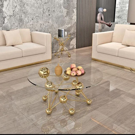 Luxury New Design Living Room Furniture Stainless Steel Glass Coffee Table