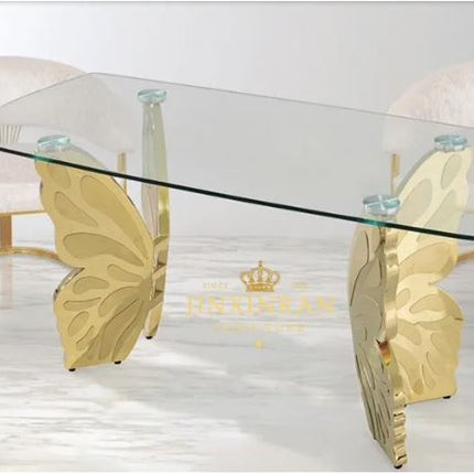 Table papillon moderne en acier inoxydable doré pour la location d'événements de luxe 