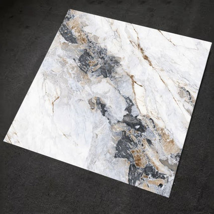 Hochwertige, luxuriöse 60x60 cm galvanisierte Porzellanfliesen in Marmoroptik mit glänzend polierter, glasierter Oberfläche für Innenböden