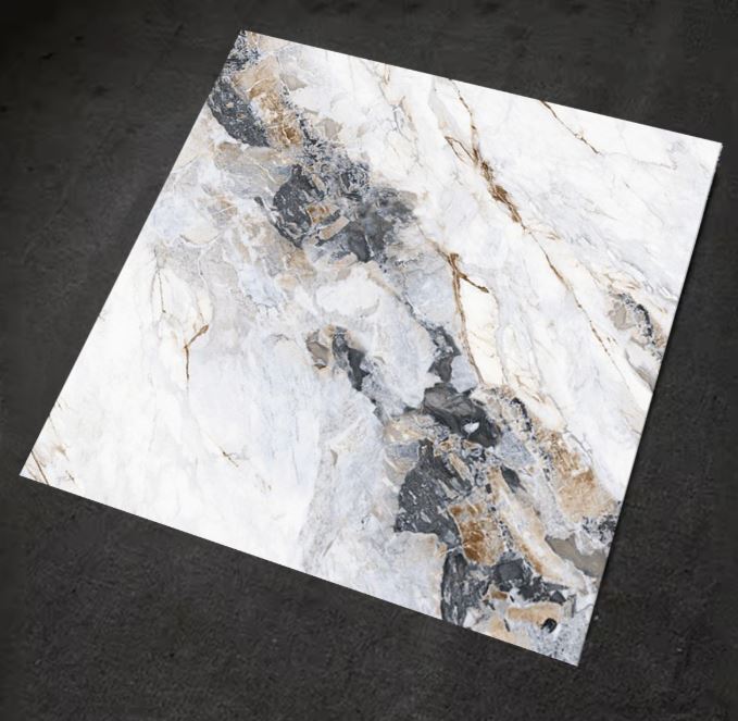 Luxury High-Quality 60x60 cm Electroplated Porcelain Tiles – Marble Design with Glossy Polished Glazed Finish for Indoor Floors