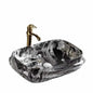 Black and White Rectangular Art Basin – Luxury Marble Porcelain Countertop Washbasin with Ink Blooming Pattern