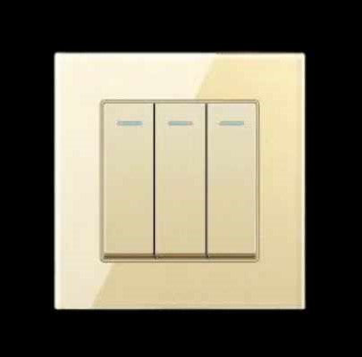 3 Gang 2 Way Wall Switch New Gold Design Switch for Home Lighting