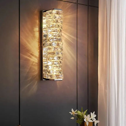 LED Newly Stainless Steel Corrugated Crystal Lamp Modern Interior Wall Light for Home Bedroom Corridor Hotel Crystal Wall Light
