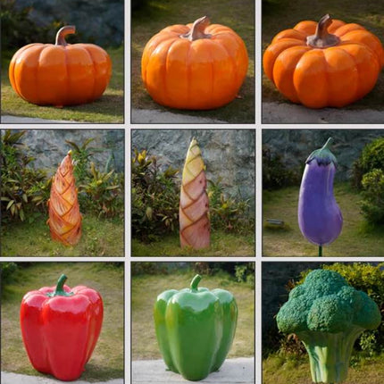Fiberglass Resin Vegetable Fruit Pumpkin, Watermelon, Strawberry, Pineapple Sculpture Outdoor Fiberglass Decoration