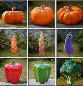 Fiberglass Resin Vegetable Fruit Pumpkin, Watermelon, Strawberry, Pineapple Sculpture Outdoor Fiberglass Decoration