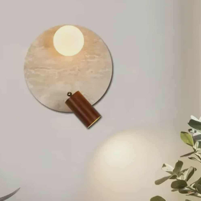 Japanese Wabi-Sabi Yellow Cave Stone Wall Lamp – Modern LED Bedside Light for Bedroom, Hallway, or Living Room Decor