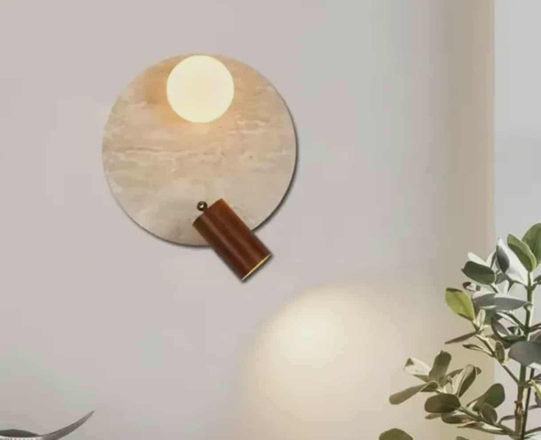 Japanese Wabi-Sabi Yellow Cave Stone Wall Lamp – Modern LED Bedside Light for Bedroom, Hallway, or Living Room Decor