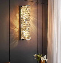 Cargar imagen en el visor de la galería, LED Newly Stainless Steel Corrugated Crystal Lamp Modern Interior Wall Light for Home Bedroom Corridor Hotel Crystal Wall Light

