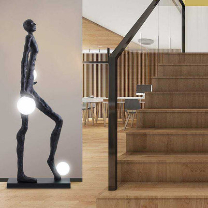 Customized Abstract Human Statue Floor Light Art Exhibition Gallery Sculpture Standing LED Floor Lamps