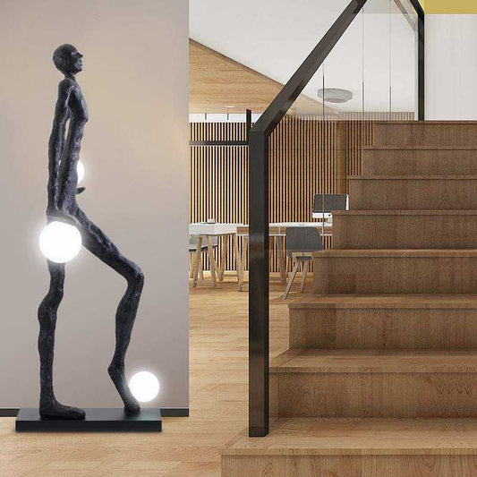 Customized Abstract Human Statue Floor Light Art Exhibition Gallery Sculpture Standing LED Floor Lamps