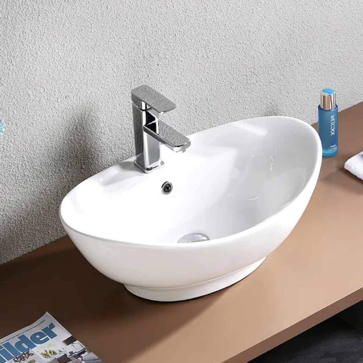 Luxury Hotel Oval Design Ceramic Wash Basin