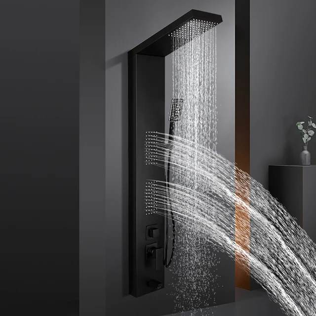 Modern Temperature Waterfall Bathroom Luxury Rain Led Set Hot Water Heater Stainless Steel Shower Panel