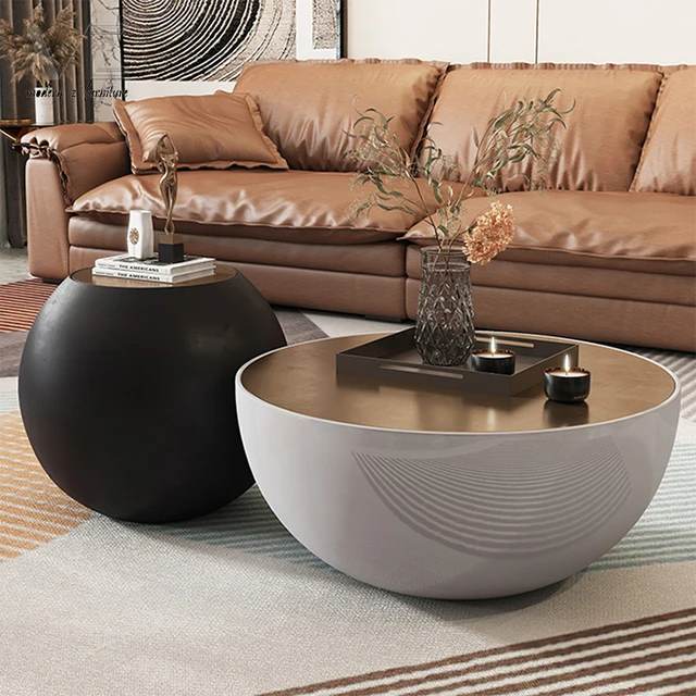 Modern Tea Table Nordic Stainless Steel Round Light Luxury Round Table