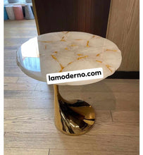 Load image into Gallery viewer, Luxury Marble Table Furniture Golf Club Shape End Table Gold

