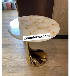 Luxury Marble Table Furniture Golf Club Shape End Table Gold