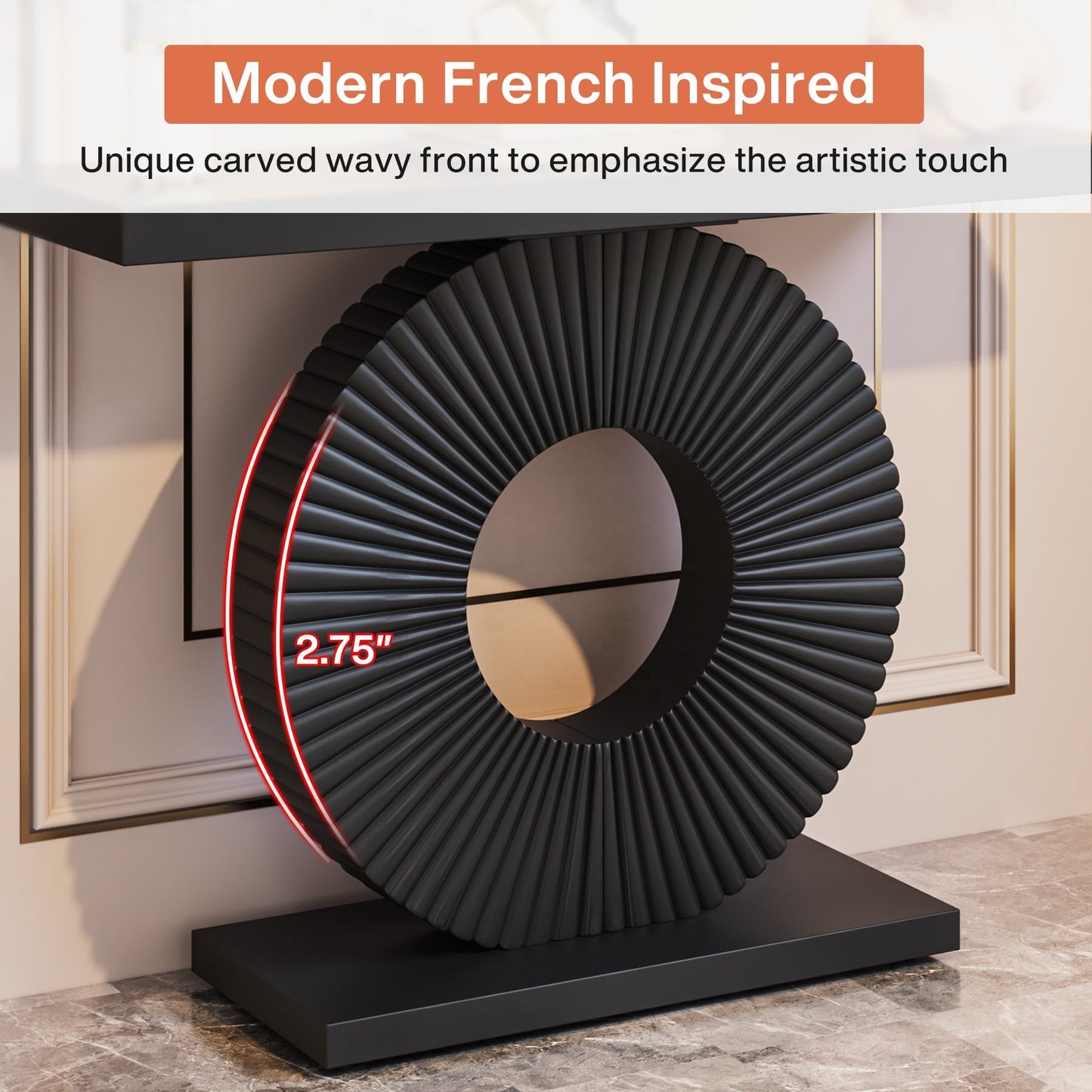 Console Table with Geometric Base Sofa Table Contemporary Accent Table for Living Room, Entryway, Hallway, Black