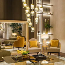 Load image into Gallery viewer, Professional Custom Gold LED Chandelier – Modern Luxury Lighting for Hotels, Villas, Dining &amp; Living Rooms
