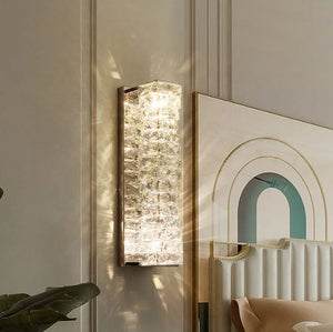 LED Newly Stainless Steel Corrugated Crystal Lamp Modern Interior Wall Light for Home Bedroom Corridor Hotel Crystal Wall Light