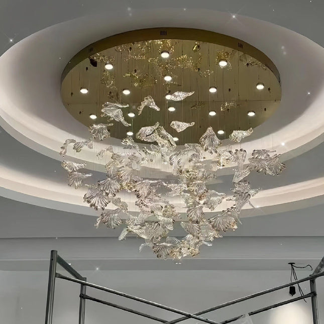 Maple Leaf Art Glass Chandelier Modern Customized Decorative Light for Hotel Hall, Villa, and Home