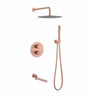 Rose Golden Brass Bathroom Thermostatic Shower Set Zirconium Gold Brushed Finish Single