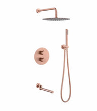 Cargar imagen en el visor de la galería, Rose Golden Brass Bathroom Thermostatic Shower Set Zirconium Gold Brushed Finish Single
