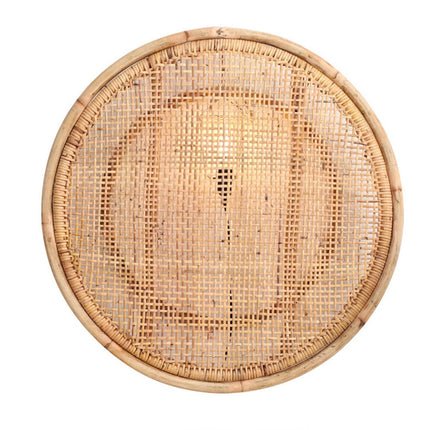 Round Rattan Wall Lamp – Handcrafted Lampshade for Home Décor & Ambient Lighting