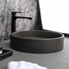 Cargar imagen en el visor de la galería, Modern Round Concrete Bathroom Sink – Black Countertop Cement Wash Basin Bowl
