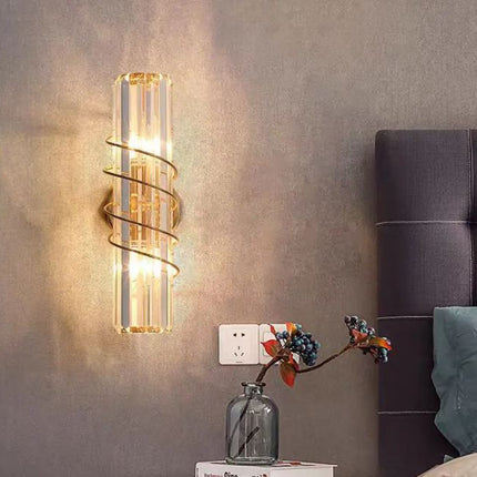 High-End Modern Crystal LED Wall Creative Iron for Luxury Living Room TV Background Bedside Warm White Copper Home Office