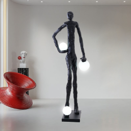 Customized Abstract Human Statue Floor Light Art Exhibition Gallery Sculpture Standing LED Floor Lamps