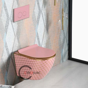 Modern Design Toilet One Piece Pink And Gold