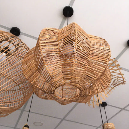 Handcrafted Natural Rattan Lampshade – Indoor Pendant Light Cover for Home, Restaurant & Café Decor