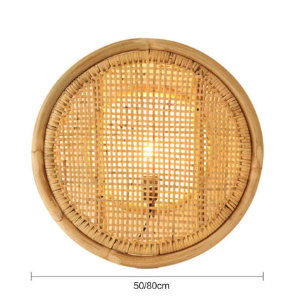 Round Rattan Wall Lamp – Handcrafted Lampshade for Home Décor & Ambient Lighting