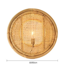 Load image into Gallery viewer, Round Rattan Wall Lamp – Handcrafted Lampshade for Home Décor &amp; Ambient Lighting
