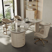 Cargar imagen en el visor de la galería, Designer Desk Furniture Storage Home Desk Curved Modern Luxury Marble Desk

