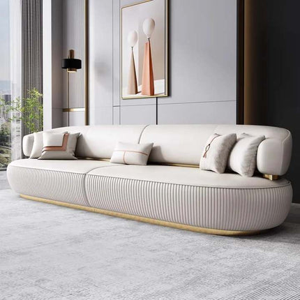 Sofabezug aus Leder mit Armlehnen in Gold-Metall-Optik, modernes Design, 3-Sitzer-Sofa 