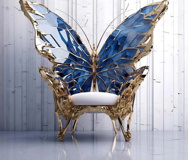 Luxury Sapphire Butterfly Chair Stainless Steel