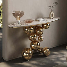 Load image into Gallery viewer, Stainless Steel Sintered Stone Console Table Corner Golden
