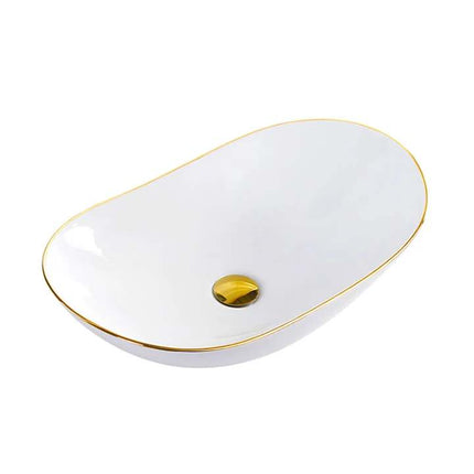 White Ceramic Bathroom Sink Bowl Above Counter Porcelain Vessel Sink