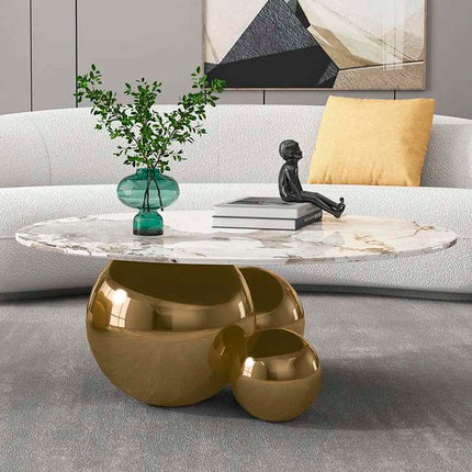 Modern Living Room Furniture Round Marble Top Stainless Steel Coffee Table for home hotel Luxury Center Table