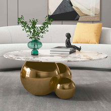 Cargar imagen en el visor de la galería, Modern Living Room Furniture Round Marble Top Stainless Steel Coffee Table for home hotel Luxury Center Table
