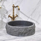 Modern Italian Grey Marble Kitchen Sink – Cylindrical Single Bowl Apron Front Natural Stone Wash Basin