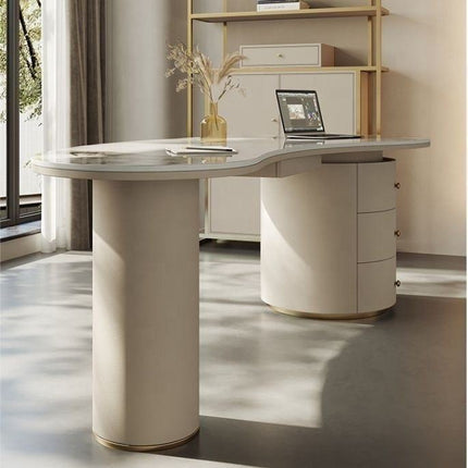 Designer Desk Furniture Storage Home Desk Curved Modern Luxury Marble Desk
