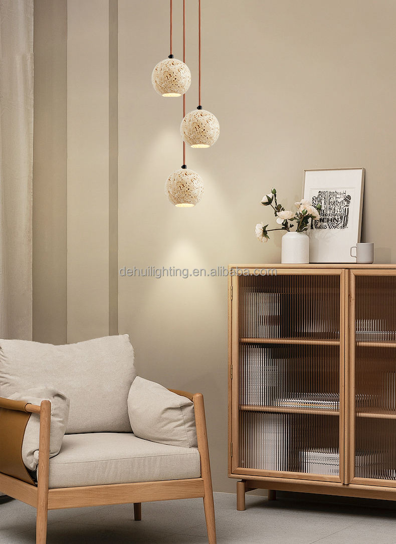 Chandelier Interior Decor Yellow Travertine Small Chandelier Nordic Modern LED Hanging Lighting for Hallway and Bedroom