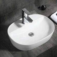 Load image into Gallery viewer, Modern White Ceramic Oval Washbasin Small Size Counter Top Sanitary Wares for Villa Apartment Single Hole Faucet
