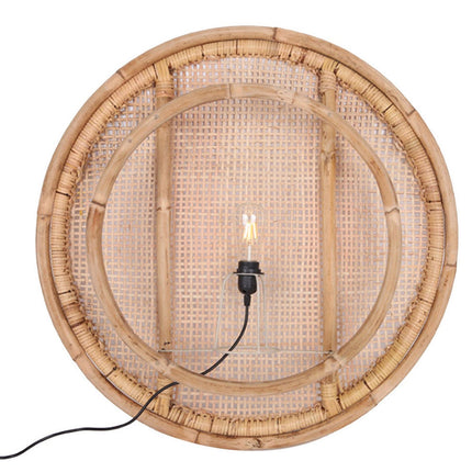 Round Rattan Wall Lamp – Handcrafted Lampshade for Home Décor & Ambient Lighting