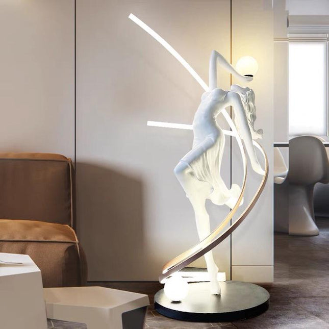 Luxury Hotel Dance Goddess Sculpture LED Floor Lamp Modern Minimalist Creative Standing Light for Living Room Corner Decoration